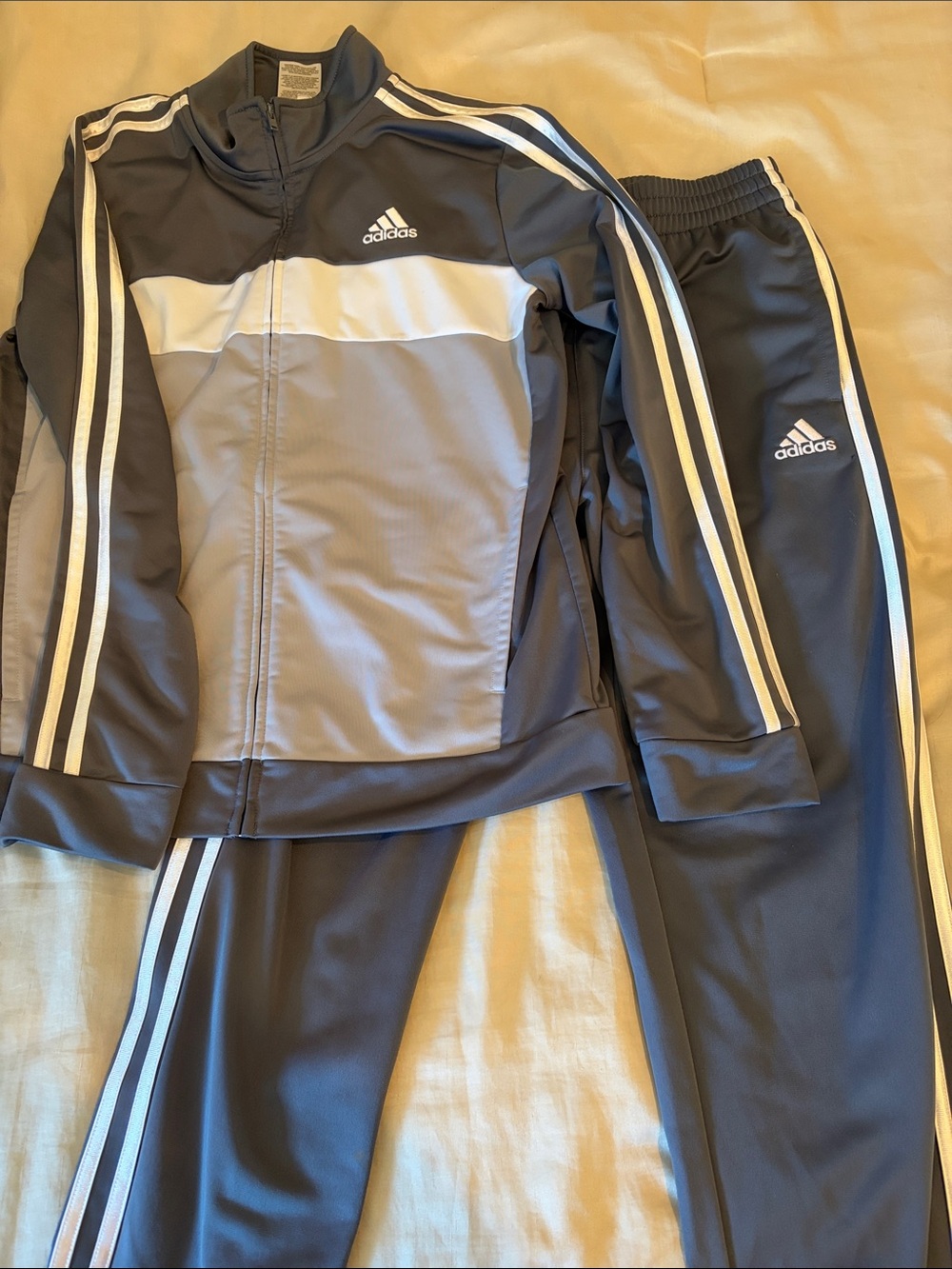 adidas Gray & White boy’s Track Jacket and Pants